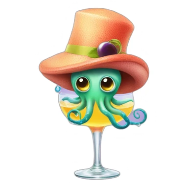 Squid wearing a cocktail hat sticker