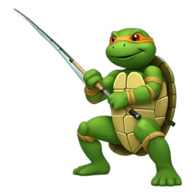 ninja turtle with fishing rod sticker