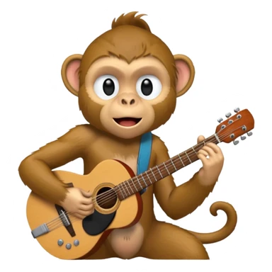 A monkey playing guitar, emotionally immersed in the music, portrait, bust up sticker