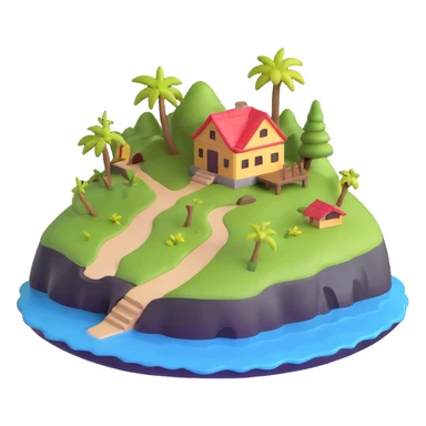 miniature island with little house sticker