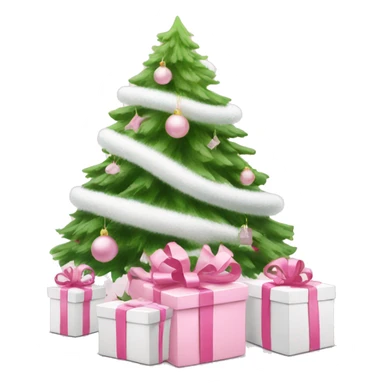 Light pink Christmas gifts under a white Christmas tree  sticker