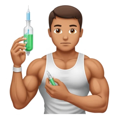 athlete in gym about to inject steroids sticker