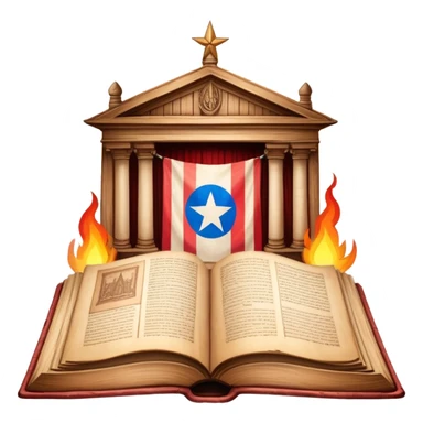 Ancient book open to display hand-drawn theatrical set design sketches on parchment pages, with Puerto Rican flag colors subtly incorporated, wooden theater elements, warm glowing aura sticker