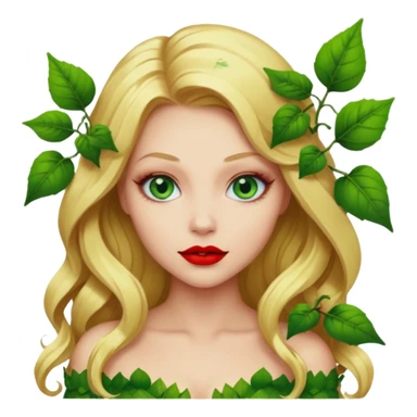 Poison ivy emoji with blonde hair and blue eyes to show she is beautiful and toxic sticker