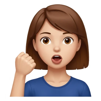 a girl with her fist in her mouth sticker