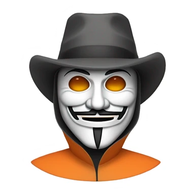 Guy Fawkes has gray mask orange eyes and a mustache  sticker