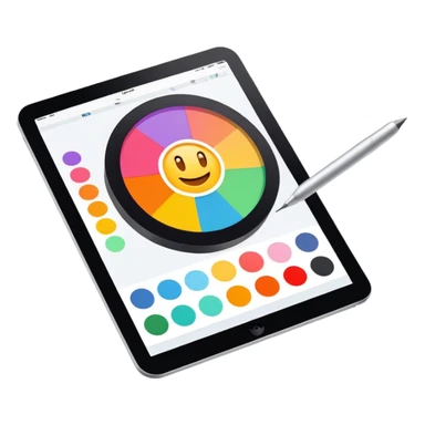 digital screen showing a basic logo being edited, with vector handles and a color palette sticker