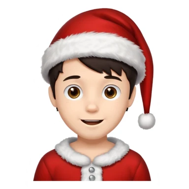 menino trajes natalinos e um olhar feliz e cabelo escuro sticker