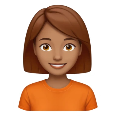 medium tone skin, short brown hair orange shirt woman sticker