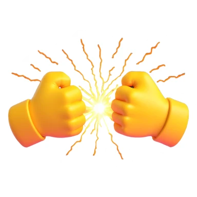 two fists clashing with energy sparks, 3D emoji style sticker