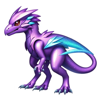 Shiny Sparkly Glittery Nebula Futuristic Fakemon-Pokemon-Digimon-Spectrobes-Raptor-fusion, full body sticker