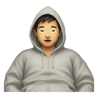 Asian boy in hoodie waking up sticker