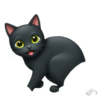 black cat that play with green leaves sticker
