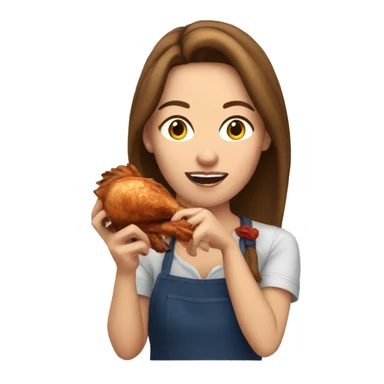white women eating rotisserie chicken, brown hair sticker