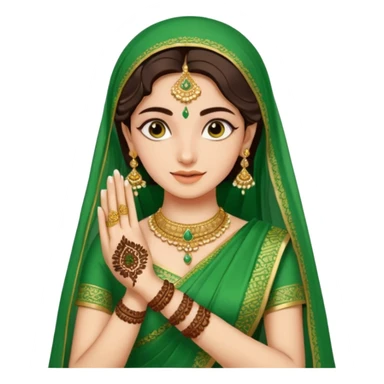 bride in mehendi Ceremony in green saree sticker