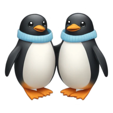 two penguins hugging and holding socks sticker