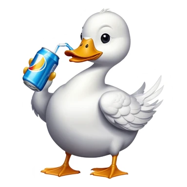 A duck holding a soda sticker