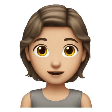 Girl with a brown hair and gray kitty sticker