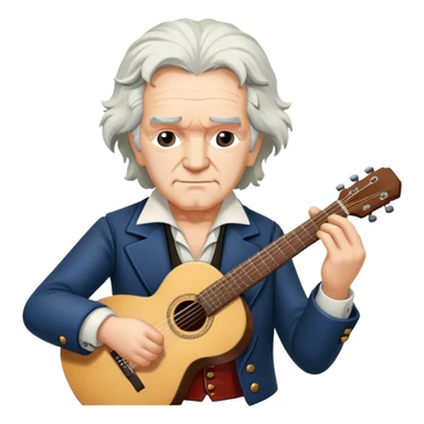 Older white haired Beethoven with guitar sticker