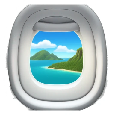 Airplane window with view of island sticker