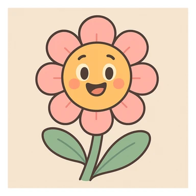 a cheerful flower with a face, soft pastel colors sticker