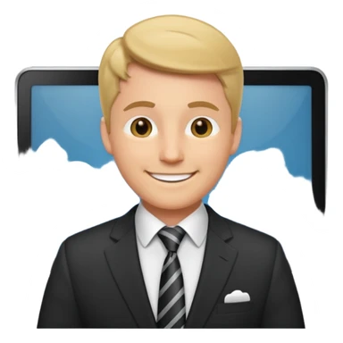 a white man works in an office sticker