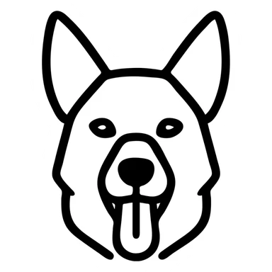 detailed vector illustration of a dark German Shepherd dog with its tongue hanging out long sticker