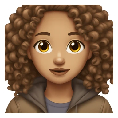 Lightskin, brown hair, curly hair, brown eyes, girl, cute sticker
