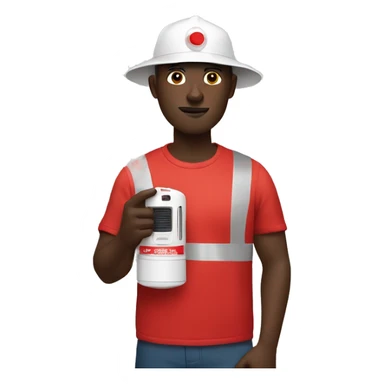 Dark skinned man holding Smoke alarm  sticker