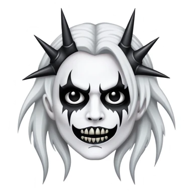 black metal themed emoji with dark gothic elements, corpse paint, spiked accessories sticker