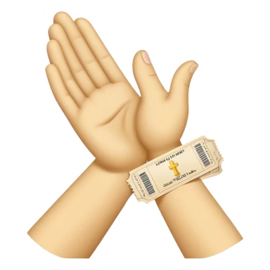 ticket + pray hands sticker