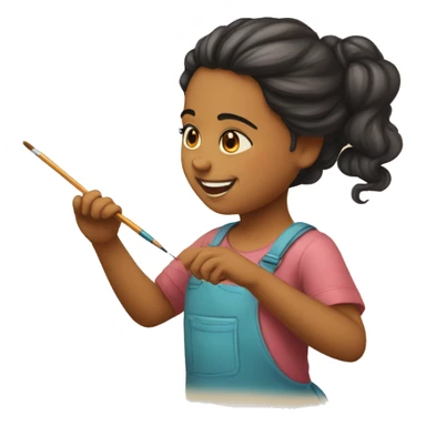 Menina loira pintando, artista, dançando e pintando, colorido sticker