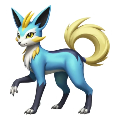 Feral Beautiful Pretty Badass Cool Colorful Painted Asian Graceful Majestic Cool Handsome Meloetta-Renamon-Luxray-Manectric-Cobalion-Vernid-fusion-hybrid-creature, full body  sticker