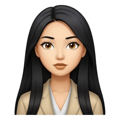 Stylish confident woman with Asian and Latina features, long straight black hair sticker