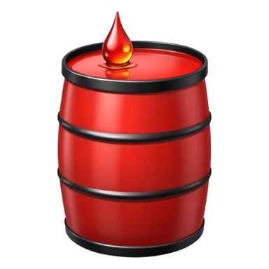 red barrel, it depicts a drop of oil sticker