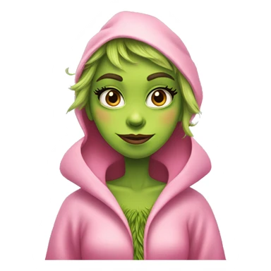 Girly grinch in pink robe and with long pretty lashes  sticker