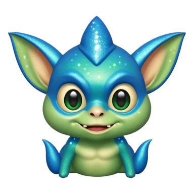 blue gremlin with sparkles, winking sticker