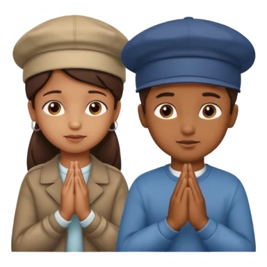 A BROWN MOTIVATIONAL girl and boy WITH A CAP ON WITH PRAYING HANDS sticker