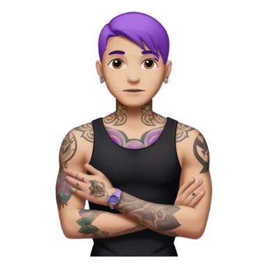 men with tatoos and hightlight that tatoos with purple hair and black dress sticker