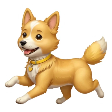 dog running wearing yellow collar sticker