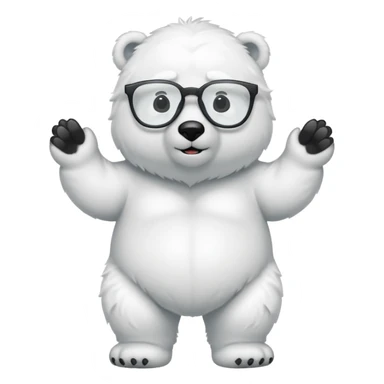 full body of polar bear wear glasses sticker