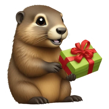 A marmot with gift sticker