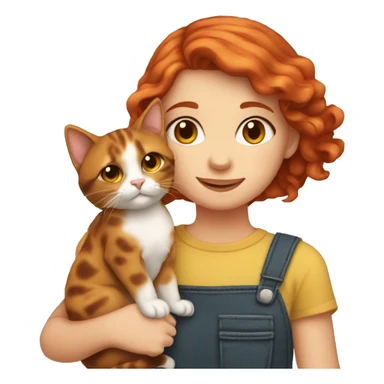 Red haired girl holding 1 torti cat sticker