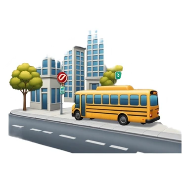 a city street with a bus stop sticker