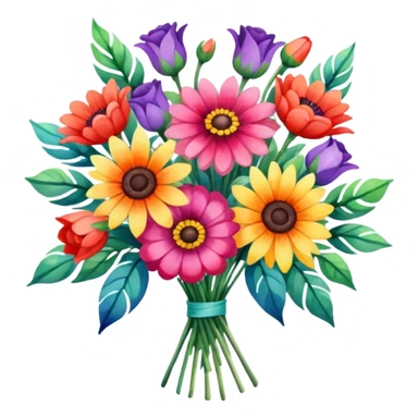 flower bouquet, watercolor art style sticker