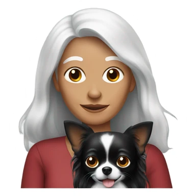 Red long haired older woman holding all black Chihuahua  sticker