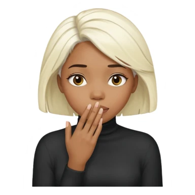 long hair platinum blonde black girl with her Hands covering her mouth sticker
