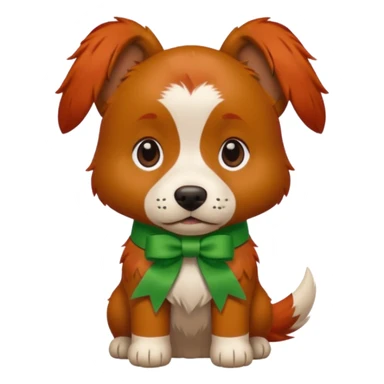 dog with head ribbon and green shirt sticker