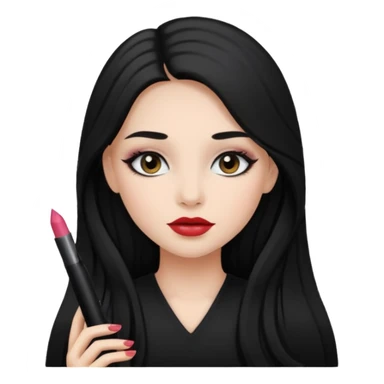 girl with black hair with long  hair Wearing makeup
 sticker