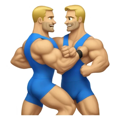 Muscular Caucasian gay bodybuilders wrestling sticker
